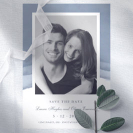 Waterverf Slate Blue Ombre Wedding Save the Date Kaart