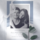 Waterverf Slate Blue Ombre Wedding Save the Date Kaart