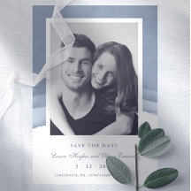 Waterverf Slate Blue Ombre Wedding Save the Date