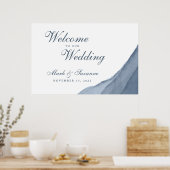 Waterverf Slate Blue Ombre Welkom bij ons huwelijk Poster (Keuken)