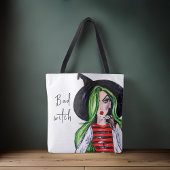 Waterverf Slechte Heks Halloween Mode Tote Bag