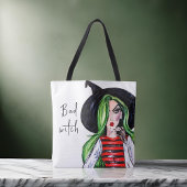 Waterverf Slechte Heks Halloween Mode Tote Bag