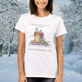 Waterverf Sledding Cavalier King Charles Spaniel T-shirt