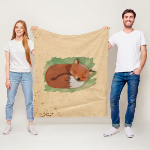 Waterverf Sleeping Fox Fleece Blanket