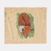 Waterverf Sleeping Fox Fleece Blanket Deken (Voorkant (Horizontaal))