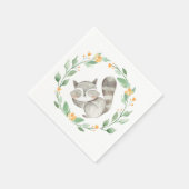 Waterverf Sleeping Raccoon Greenery Krans Servet (Hoek)