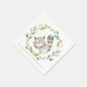 Waterverf Sleeping Raccoon Krans Baby shower Servet (Hoek)