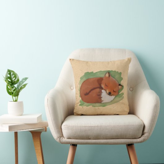 Waterverf Sleepy Fox Pillow Kussen (Stoel)