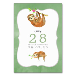 Waterverf Sleuf met Baby shower tabelnummer Kaart