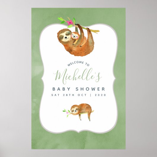 Waterverf Sleuf met thema Baby shower Welkom Poster (Voorkant)