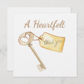 Waterverf sleutel tot mijn hart Hartelijk dank Bedankkaart (Voorkant / Achterkant)