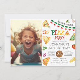 Waterverf Slice Kinder Pizza Party Verjaardag Invi Kaart