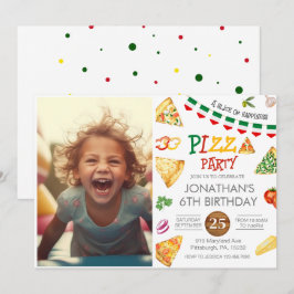 Waterverf Slice Kinder Pizza Party Verjaardag Invi Kaart