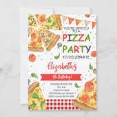 Waterverf Slice Pizza Verjaardagsfeestuitnodiging Kaart (Voorkant)