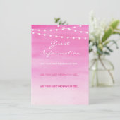 Waterverf Slingerlichten Bruiloft Informatiekaartje (Staand voorkant)