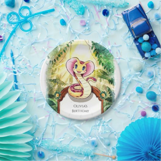 Waterverf Slither Snake Verjaardag Papieren Bordje (Feest)