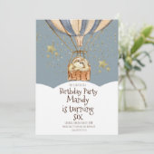 Waterverf Sloth Airballon Birthday Dusty Blue Kaart (Staand voorkant)