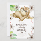 Waterverf Sloth Heart Floral Birthday Kaart (Voorkant)
