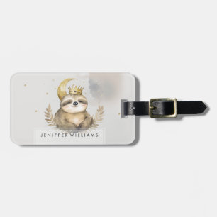 Waterverf Sloth Moon Crown Bagagelabel