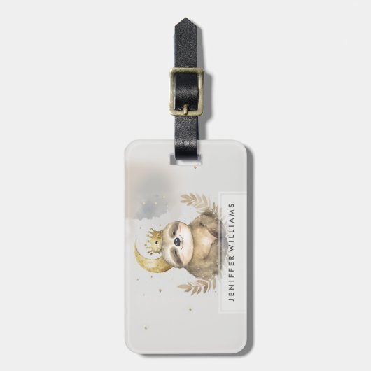 Waterverf Sloth Moon Crown Bagagelabel (Voorkant verticaal)