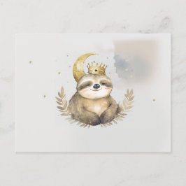Waterverf Sloth Moon Crown Briefkaart