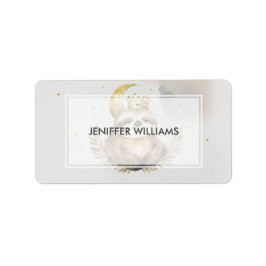 Waterverf Sloth Moon Crown Etiket