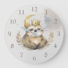 Waterverf Sloth Moon Crown Grote Klok