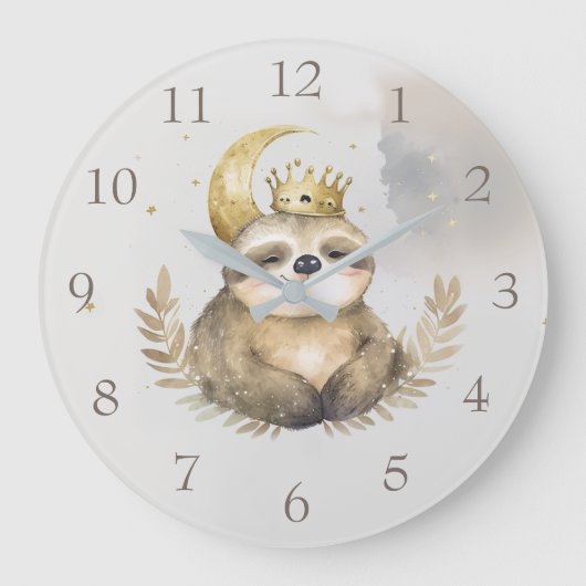 Waterverf Sloth Moon Crown Grote Klok (Voorkant)