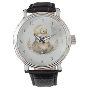 Waterverf Sloth Moon Crown Horloge