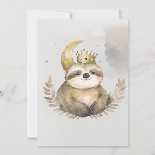 Waterverf Sloth Moon Crown Kaart (Achterkant)