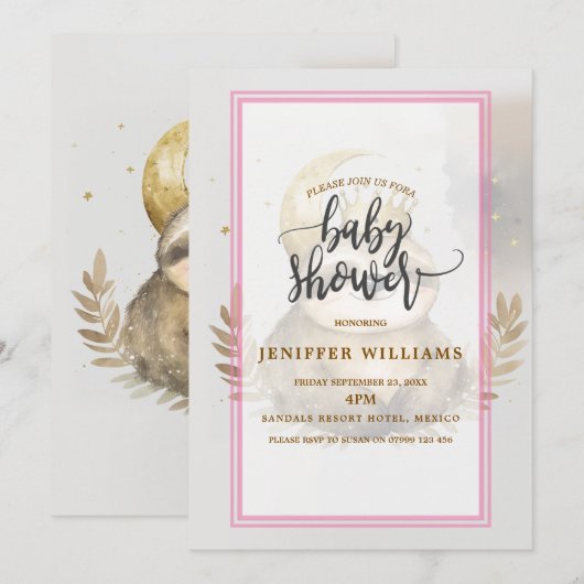 Waterverf Sloth Moon Crown Kaart (Voorkant / Achterkant)