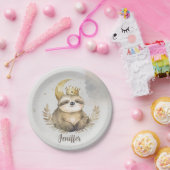 Waterverf Sloth Moon Crown Papieren Bordje (Feest)