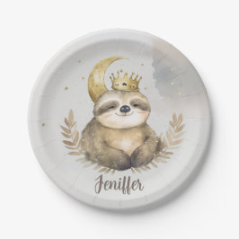 Waterverf Sloth Moon Crown Papieren Bordje