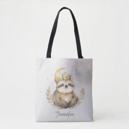 Waterverf Sloth Moon Crown Tote Bag