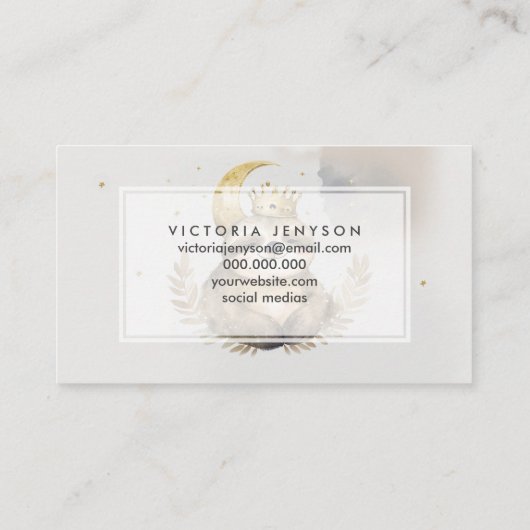 Waterverf Sloth Moon Crown Visitekaartje (Achterkant)