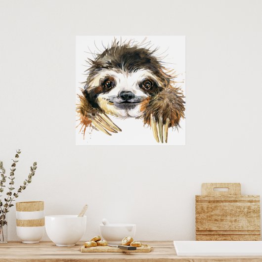 Waterverf sloth poster (Keuken)