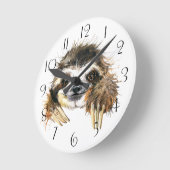 Waterverf sloth ronde klok (Hoek)