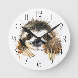 Waterverf sloth ronde klok
