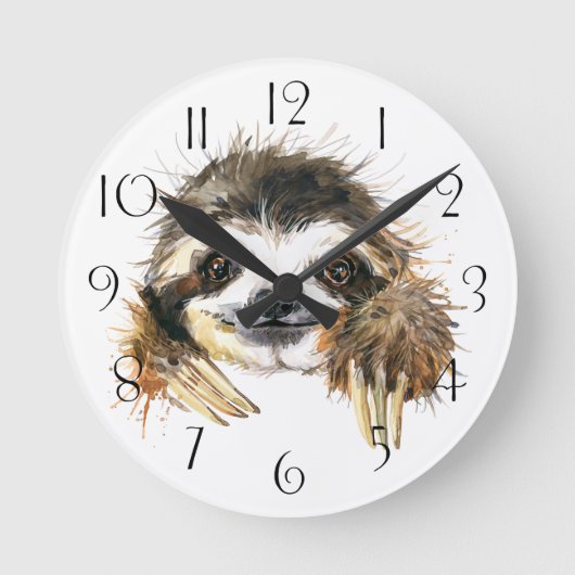 Waterverf sloth ronde klok (Voorkant)