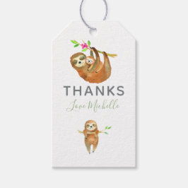 Waterverf Sloth thema Baby shower Hartelijk dank Cadeaulabel