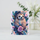 Waterverf Sloth, Wilde leven, Postcrossing Briefkaart (Staand voorkant)
