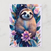 Waterverf Sloth, Wilde leven, Postcrossing Briefkaart (Voorkant)