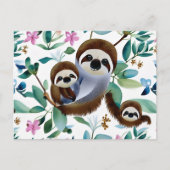 Waterverf Sloth, Wilde leven, Postcrossing Briefkaart (Voorkant)