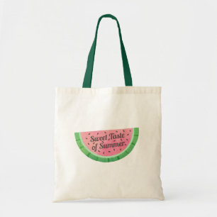 Waterverf Smaak van de Zomer Watermeloen Boodschap Tote Bag