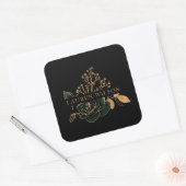 Waterverf Smaragd Goud Elegant Bloemen Vierkante Sticker (Envelop)