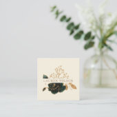 Waterverf Smaragd Goud Elegant Bloemen Vierkante Visitekaartje (Staand voorkant)