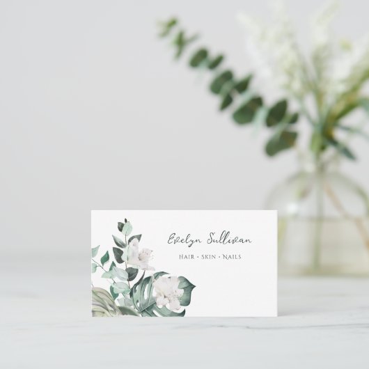 Waterverf smaragd groen visitekaartje (Staand voorkant)