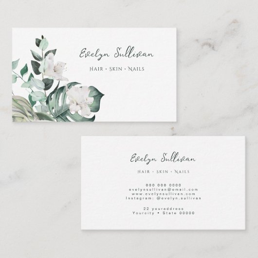 Waterverf smaragd groen visitekaartje (Voorkant / Achterkant)