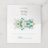 Waterverf smaragdgroene Eucalyptus witte rozen Plaatskaartje (Buitenkant ongevouwen)