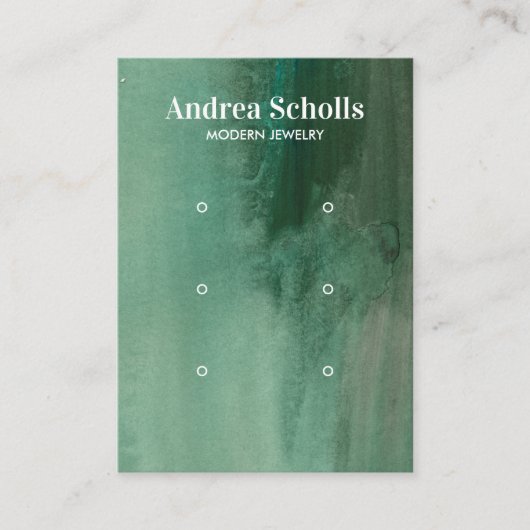 Waterverf smaragdgroene juwelen 3 oorscherm visitekaartje (Voorkant)